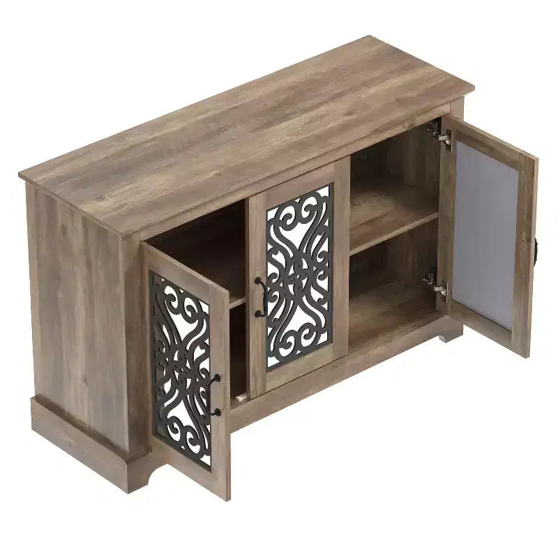 Mobile credenza/buffet a 3 ante bianco con intarsi a volute