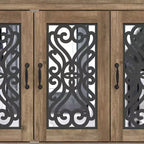 Mobile credenza/buffet a 3 ante bianco con intarsi a volute