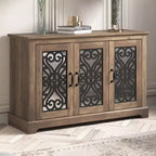 Mobile credenza/buffet a 3 ante bianco con intarsi a volute