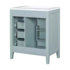 Mobile lavabo singolo da 30" verde/bianco per bagno con armadietto e cassetti