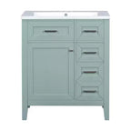 Mobile lavabo singolo da 30" verde/bianco per bagno con armadietto e cassetti