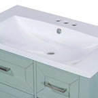 Mobile lavabo singolo da 30" verde/bianco per bagno con armadietto e cassetti