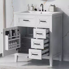 Mobile lavabo singolo da 30" verde/bianco per bagno con armadietto e cassetti