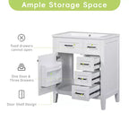 Mobile lavabo singolo da 30" verde/bianco per bagno con armadietto e cassetti