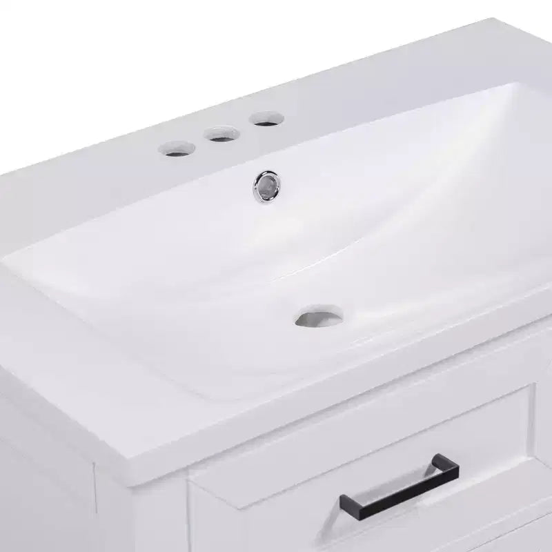 Mobile lavabo singolo da 30" verde/bianco per bagno con armadietto e cassetti
