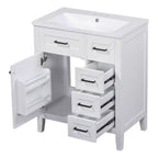 Mobile lavabo singolo da 30" verde/bianco per bagno con armadietto e cassetti