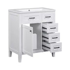 Mobile lavabo singolo da 30" verde/bianco per bagno con armadietto e cassetti