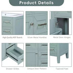 Mobile lavabo singolo da 30" verde/bianco per bagno con armadietto e cassetti