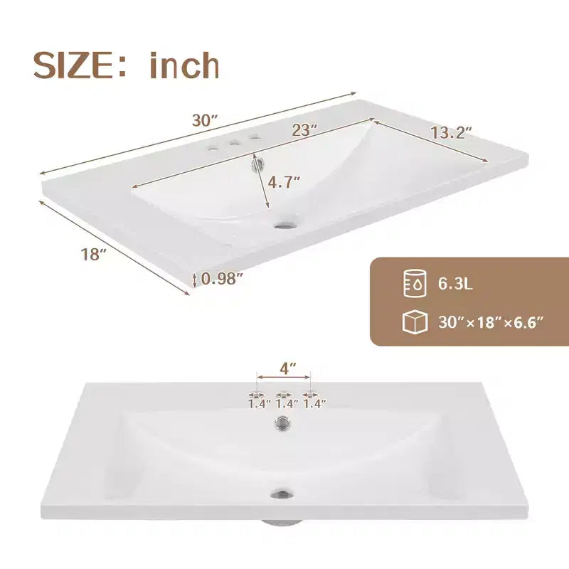 Mobile lavabo singolo da 30" verde/bianco per bagno con armadietto e cassetti