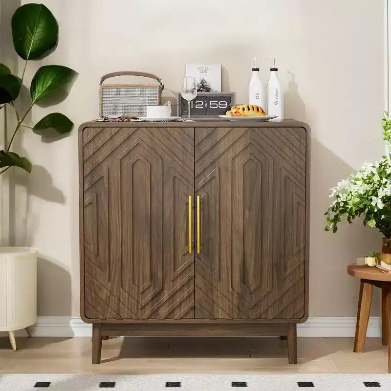 Credenza a 2 ante marrone con ripiano regolabile