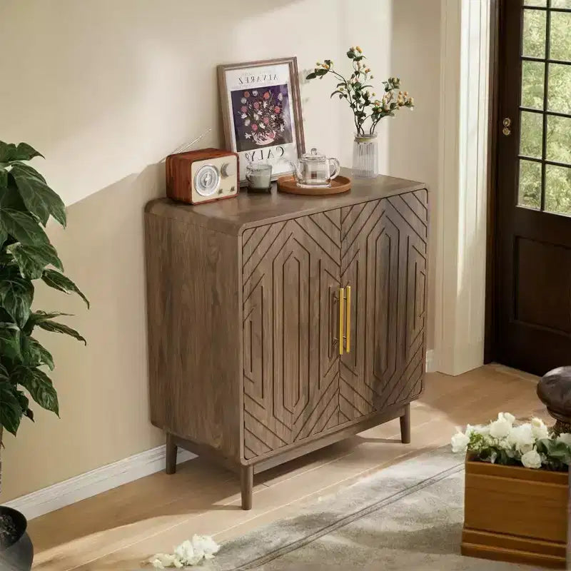 Credenza a 2 ante marrone con ripiano regolabile