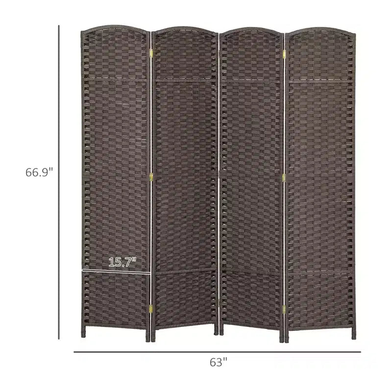 Divisorio pieghevole a 4 pannelli beige/nero/marrone/bianco, alto 170 cm, paravento su un lato