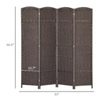 Divisorio pieghevole a 4 pannelli beige/nero/marrone/bianco, alto 170 cm, paravento su un lato