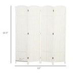 Divisorio pieghevole a 4 pannelli beige/nero/marrone/bianco, alto 170 cm, paravento su un lato