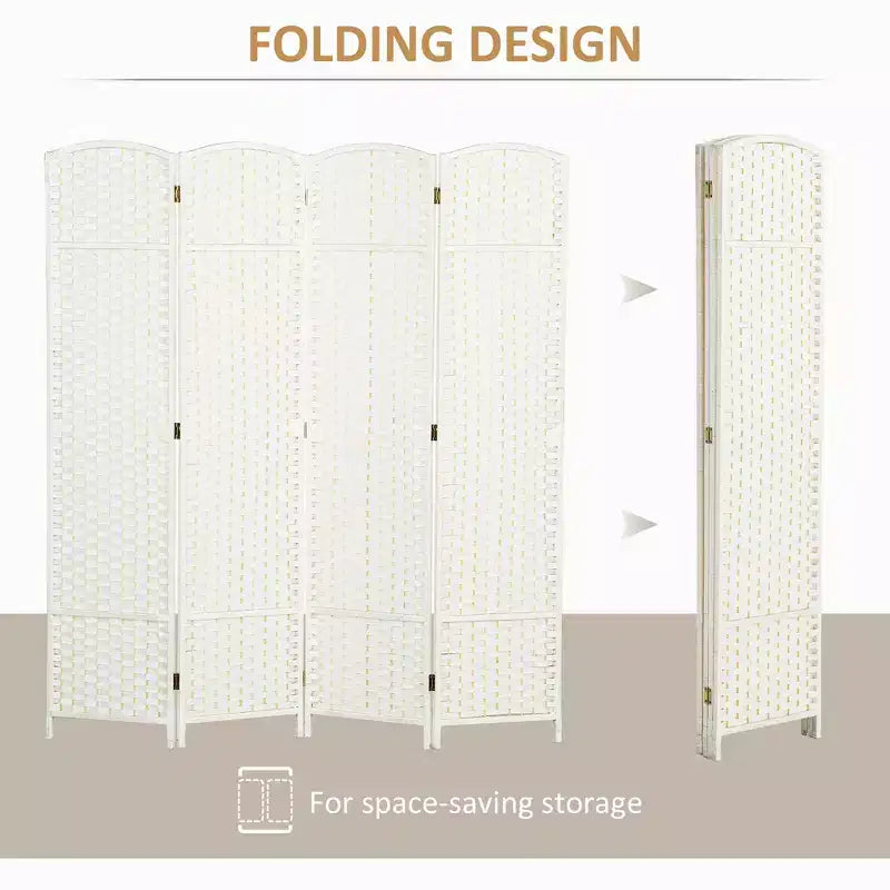 Divisorio pieghevole a 4 pannelli beige/nero/marrone/bianco, alto 170 cm, paravento su un lato