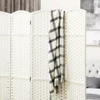 Divisorio pieghevole a 4 pannelli beige/nero/marrone/bianco, alto 170 cm, paravento su un lato