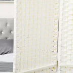 Divisorio pieghevole a 4 pannelli beige/nero/marrone/bianco, alto 170 cm, paravento su un lato