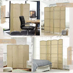 Divisorio pieghevole a 4 pannelli beige/nero/marrone/bianco, alto 170 cm, paravento su un lato