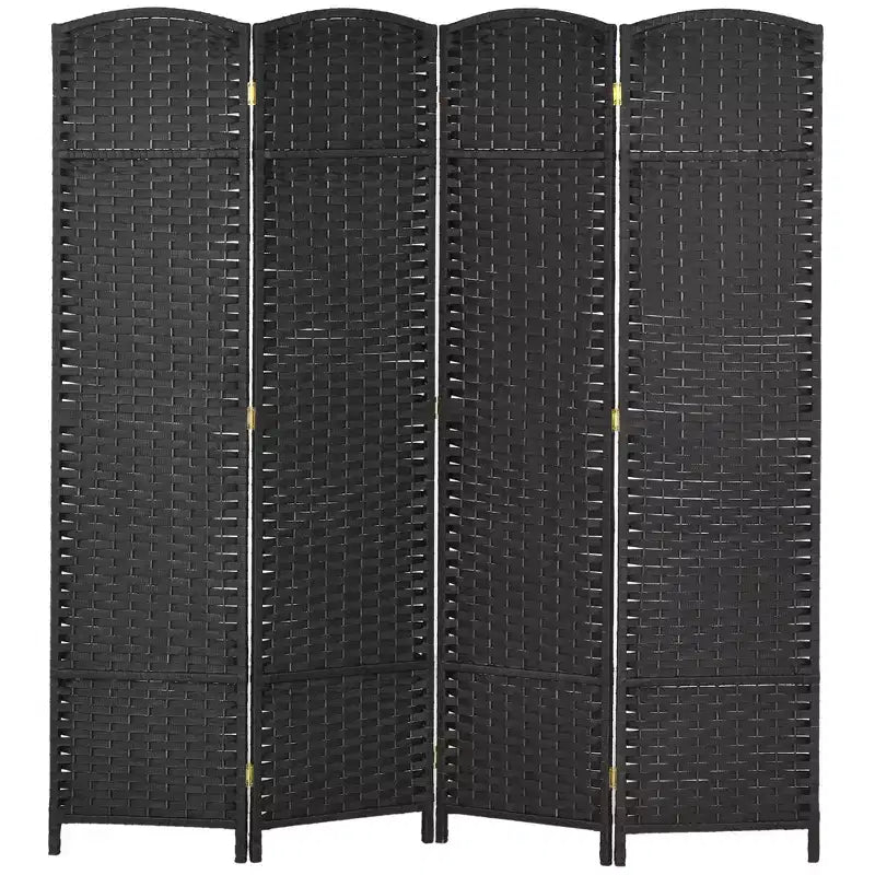 Divisorio pieghevole a 4 pannelli beige/nero/marrone/bianco, alto 170 cm, paravento su un lato