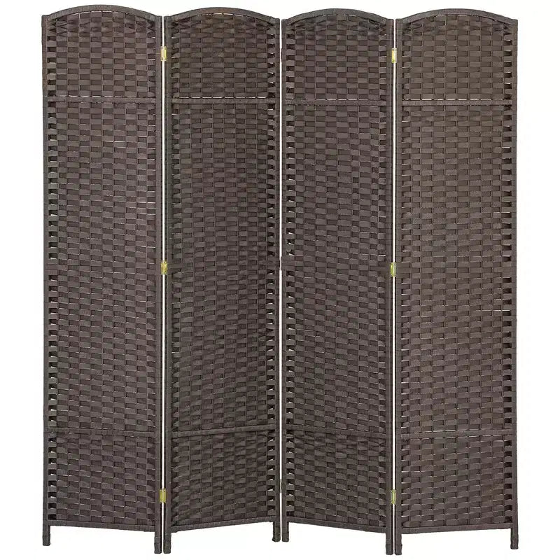 Divisorio pieghevole a 4 pannelli beige/nero/marrone/bianco, alto 170 cm, paravento su un lato