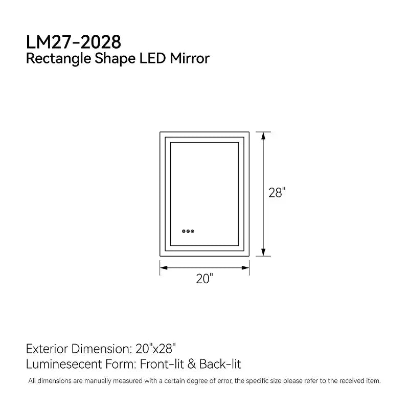 Specchio da Bagno a Parete con LED a 3 Colori e Anti-Appannamento, Singolo
