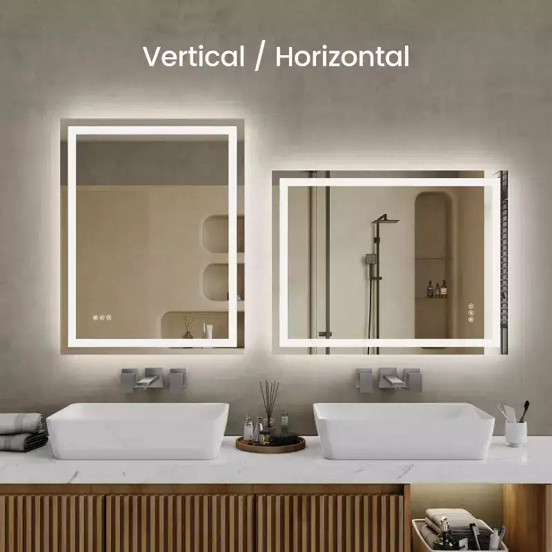 Specchio da Bagno a Parete con LED a 3 Colori e Anti-Appannamento, Singolo