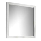 Specchio da parete quadrato con cornice in legno bianco, vetro smussato, 40 pollici
