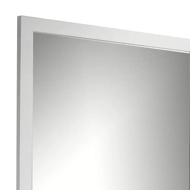 Specchio da parete quadrato con cornice in legno bianco, vetro smussato, 40 pollici
