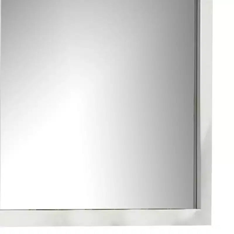 Specchio da parete quadrato con cornice in legno bianco, vetro smussato, 40 pollici