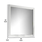 Specchio da parete quadrato con cornice in legno bianco, vetro smussato, 40 pollici