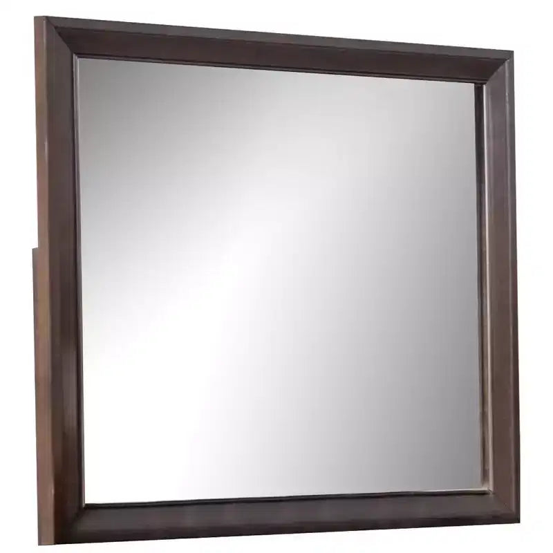 Specchio da parete rettangolare smussato marrone espresso, singolo, 36x40 pollici