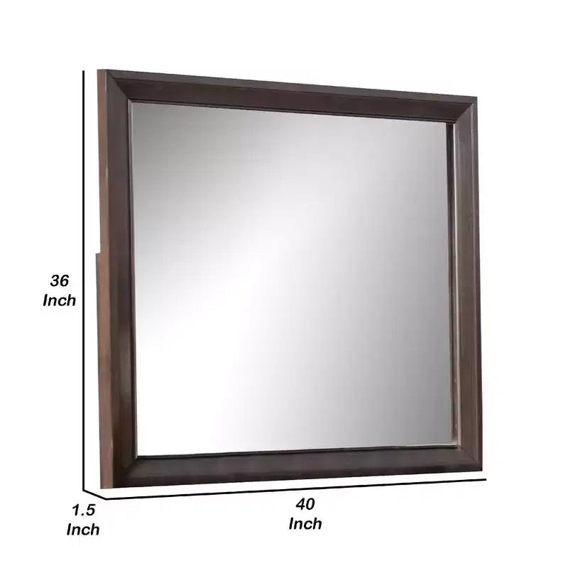 Specchio da parete rettangolare smussato marrone espresso, singolo, 36x40 pollici