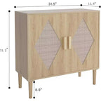 Madia/Credenza in Rattan Marrone Naturale con Ante, Stile Bohemien