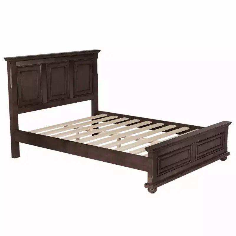 Letto tradizionale in legno di pino Marrone/Bianco con testiera alta – Queen/King, montaggio per 2 persone