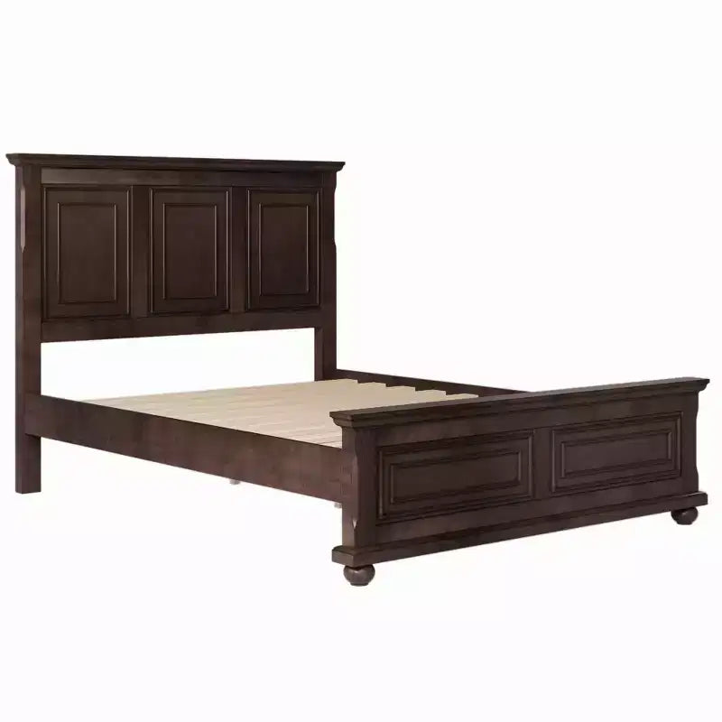 Letto tradizionale in legno di pino Marrone/Bianco con testiera alta – Queen/King, montaggio per 2 persone