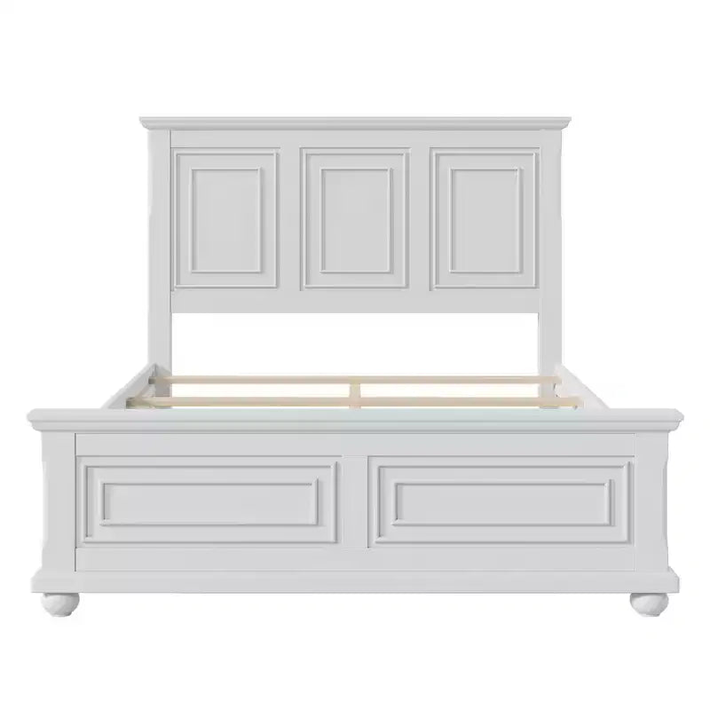 Letto tradizionale in legno di pino Marrone/Bianco con testiera alta – Queen/King, montaggio per 2 persone