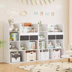 Libreria Bianca per Bambini con 2 Cassetti e 3 Ripiani in Tessuto, Monoutente