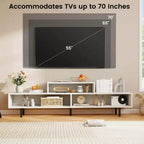 Mobile TV a 3 scomparti per TV fino a 70", Consolle aperta, Nero/Marrone rustico/Bianco