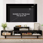 Mobile TV a 3 scomparti per TV fino a 70", Consolle aperta, Nero/Marrone rustico/Bianco