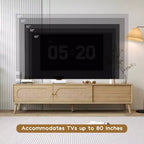 Mobile TV marrone in rattan in stile rustico per TV fino a 80", assemblaggio per 1 persona