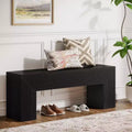 Lantine 47'' Wooden Entryway Bench, Farmhouse Entry Bench Seat, Indoor End of Bed Bench for Living Room, Bedroom, Hallway, Black