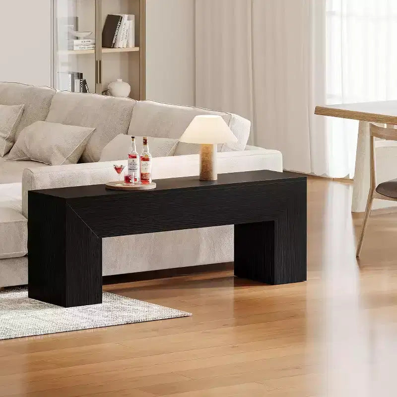 Panca in legno nero in stile rustico, 1 posto