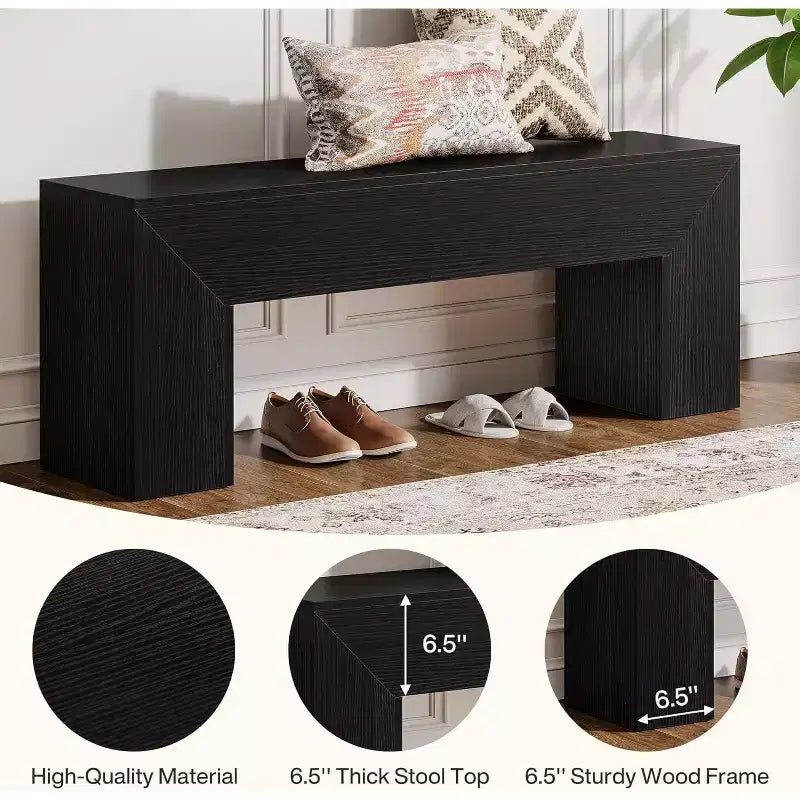 Panca in legno nero in stile rustico, 1 posto