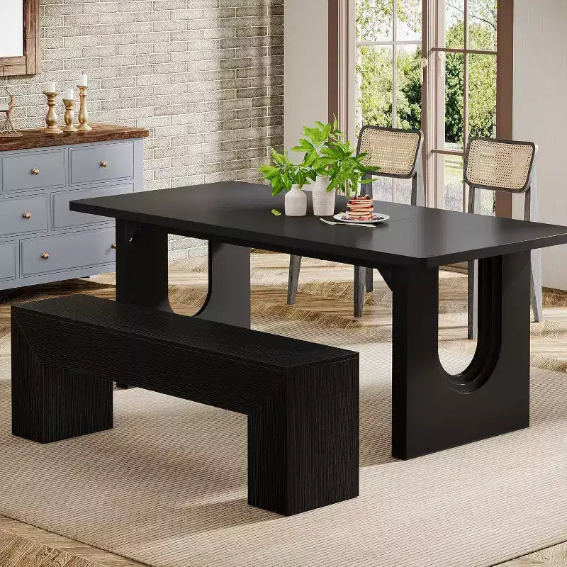 Panca in legno nero in stile rustico, 1 posto
