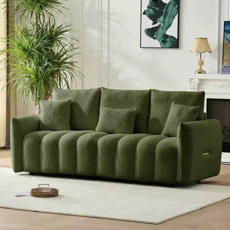 Divano a 2 posti in velluto verde Teddy, 198 cm