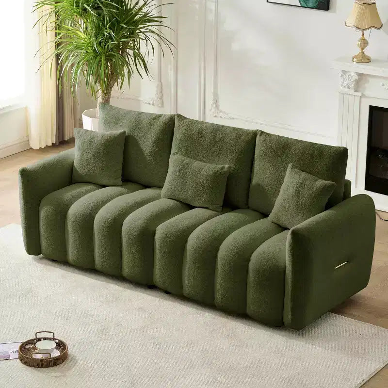 Divano a 2 posti in velluto verde Teddy, 198 cm