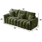 Divano a 2 posti in velluto verde Teddy, 198 cm
