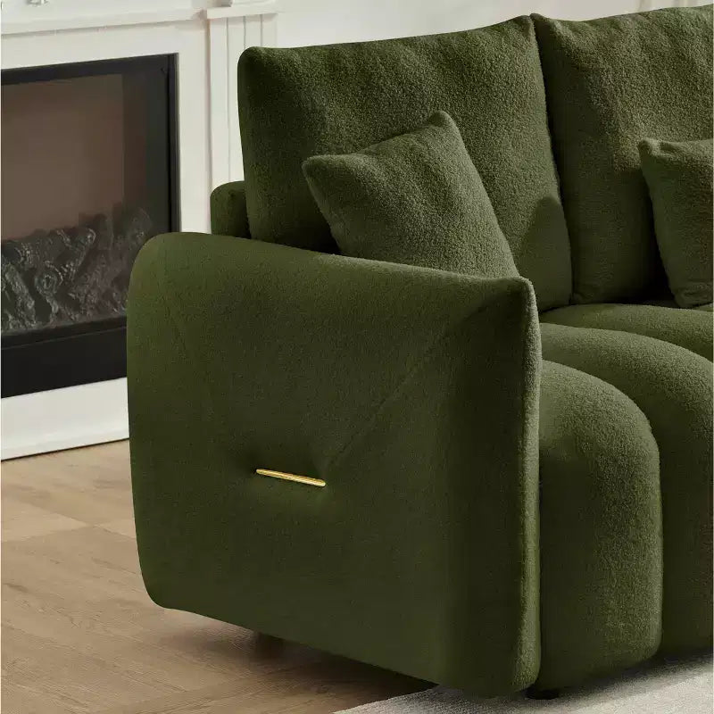 Divano a 2 posti in velluto verde Teddy, 198 cm