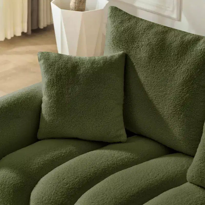 Divano a 2 posti in velluto verde Teddy, 198 cm