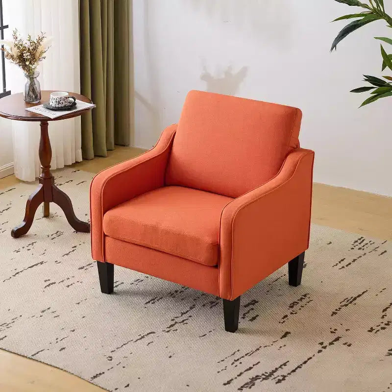Poltrona di design Mid-Century Modern, imbottita, a una seduta – Beige / Arancio Bruciato / Verde Scuro / Grigio / Blu Marino / Giallo